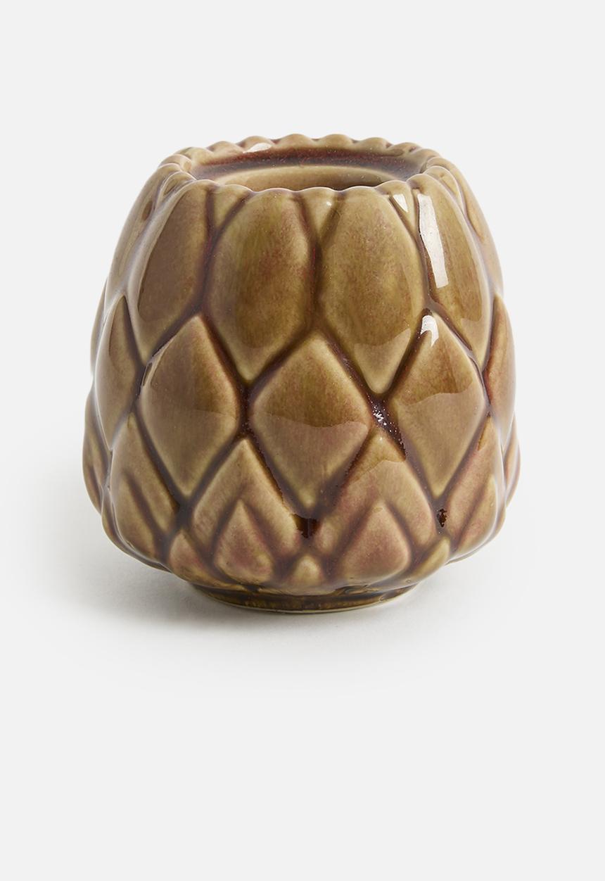 H&S - Artichok tea light holder 11cm - brown