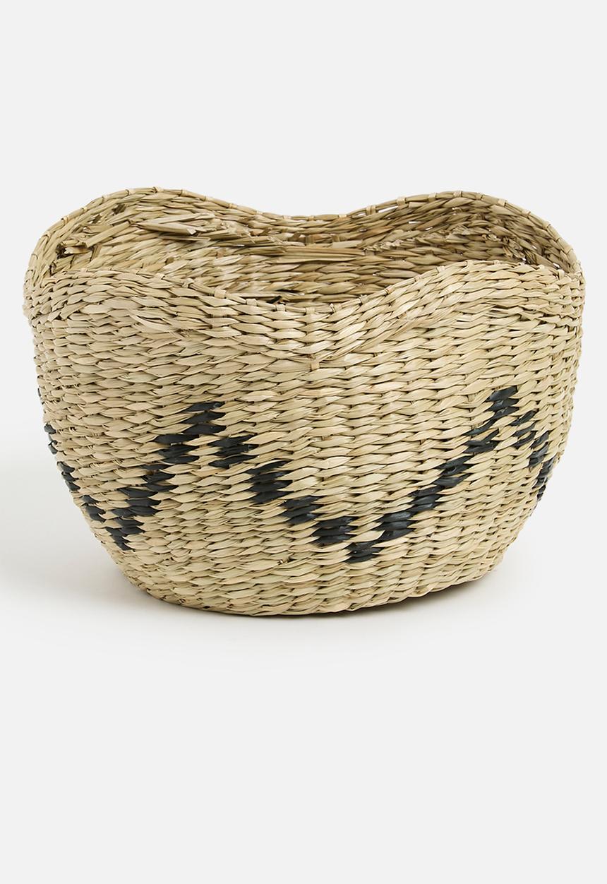 Sixth Floor - Seagrass Decorative Basket - Natural & Black
