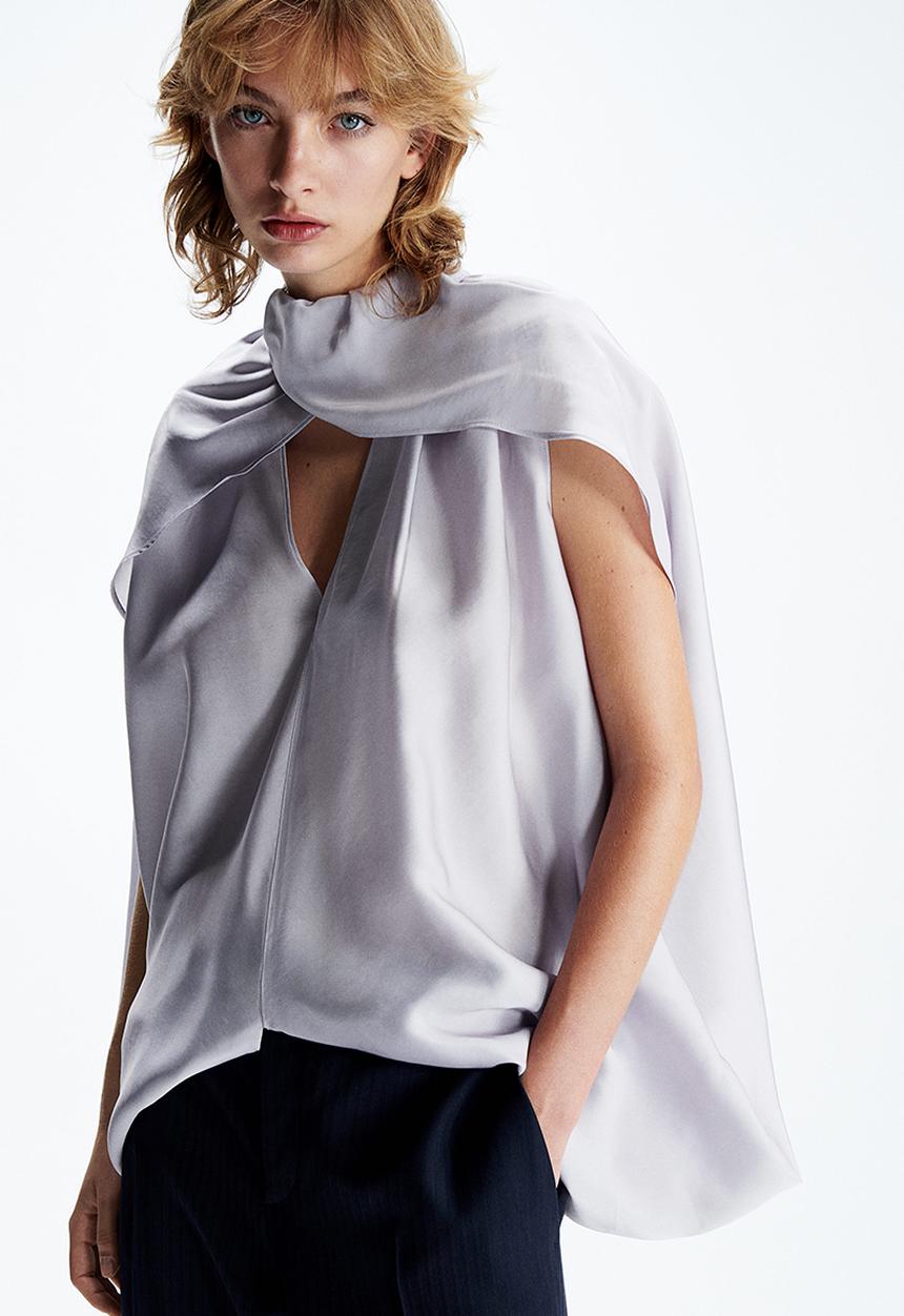 H&M - H&M Studio: Draped cape blouse - light dusty purple