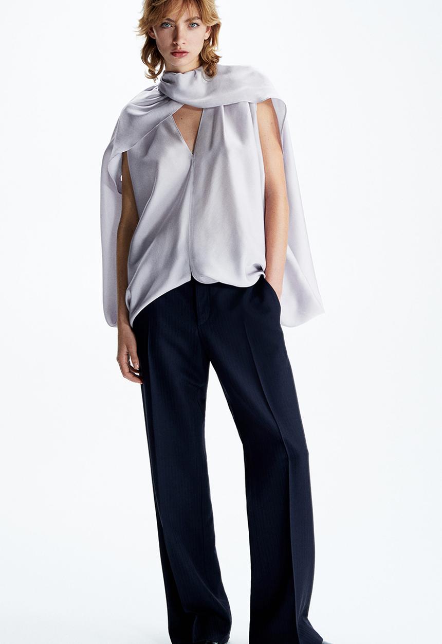 H&M - H&M Studio: Draped cape blouse - light dusty purple