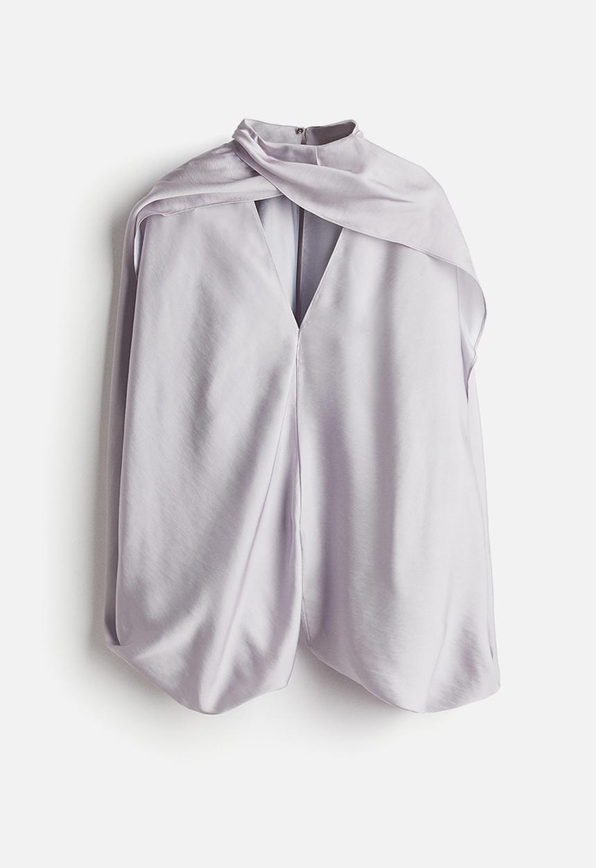 H&M - H&M Studio: Draped cape blouse - light dusty purple