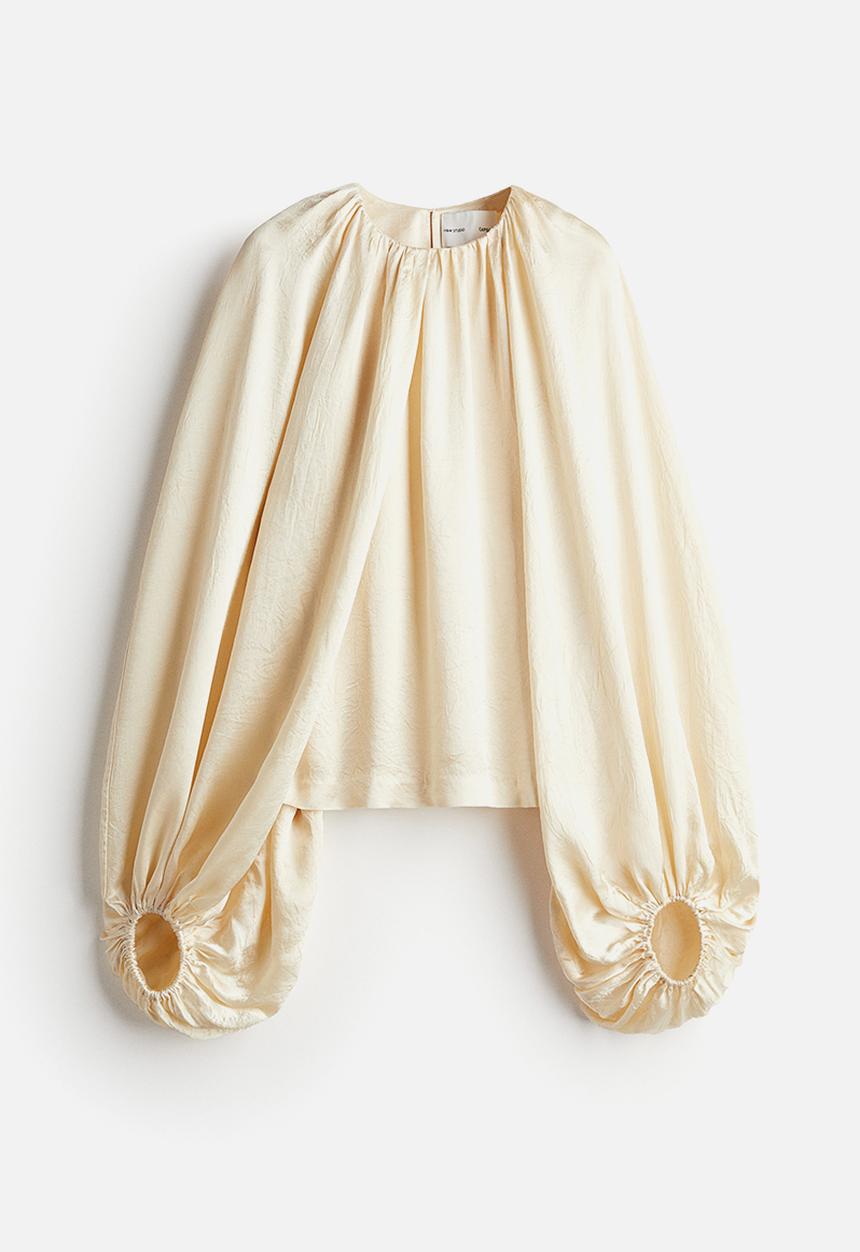 H&M - H&M Studio: Voluminous crêpe blouse - light beige
