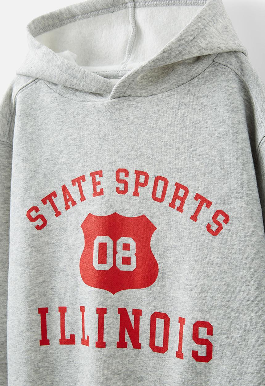 Cotton On - Sammy hoodie - fog grey marle/varsity red/state sports