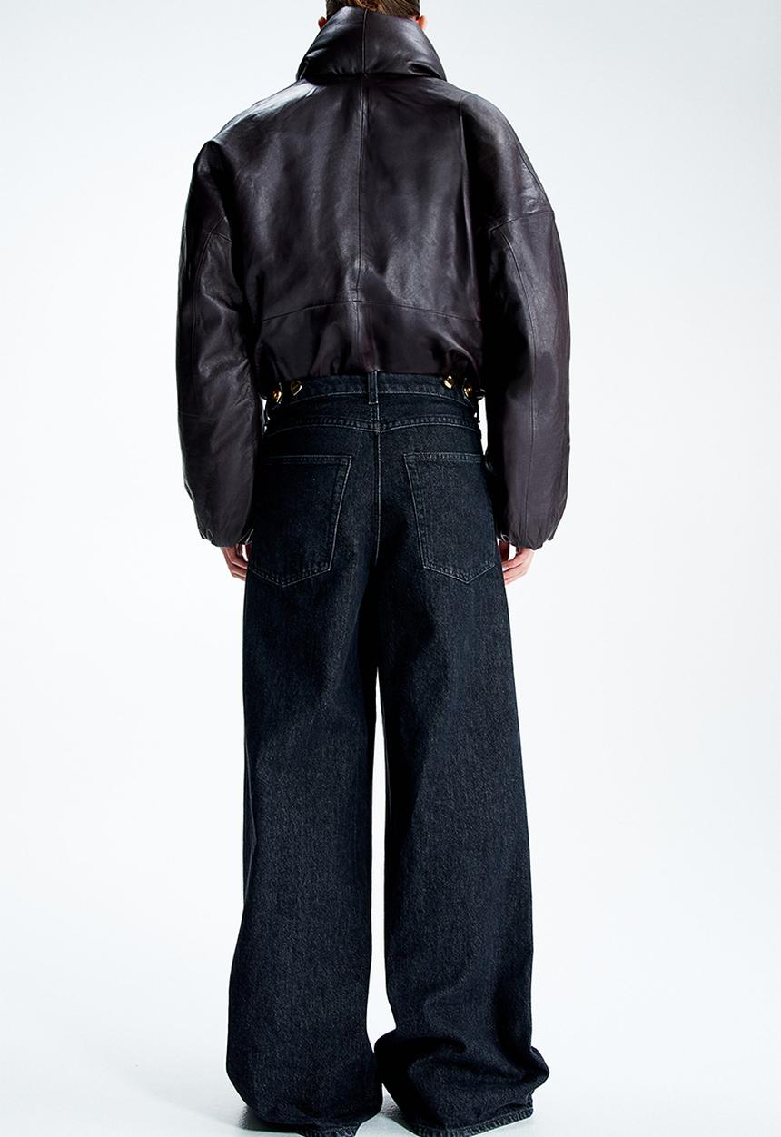 H&M - H&M Studio: Wide statement-button jeans - black 