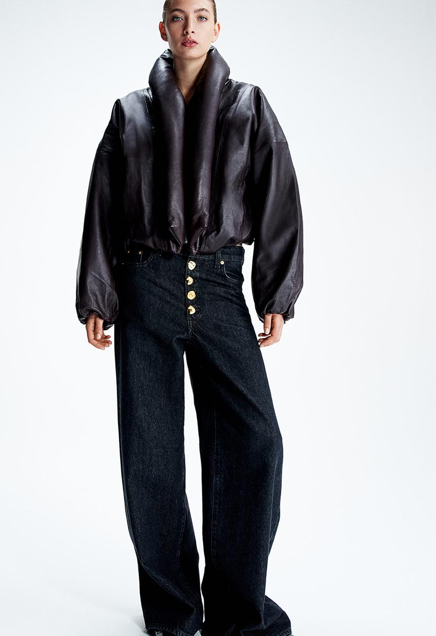 H&M - H&M Studio: Wide statement-button jeans - black 