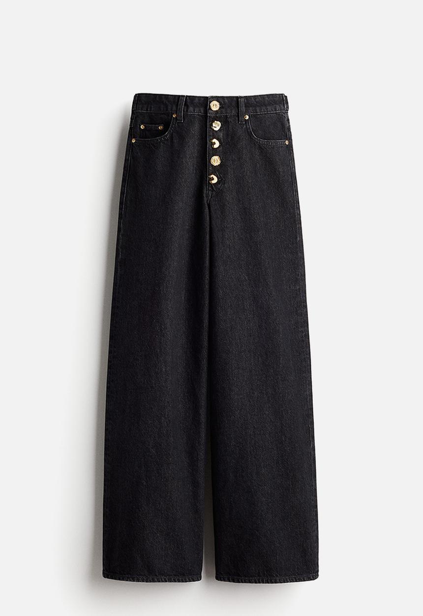 H&M - H&M Studio: Wide statement-button jeans - black 