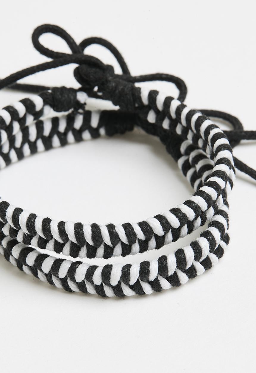 Pop Candy - Woven wrist band-black & white