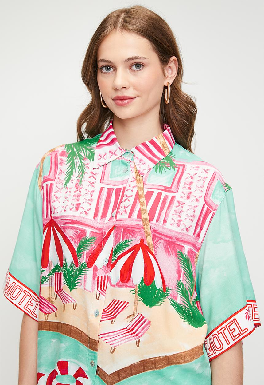Me&B - Longer length border shirt  - Motelprint