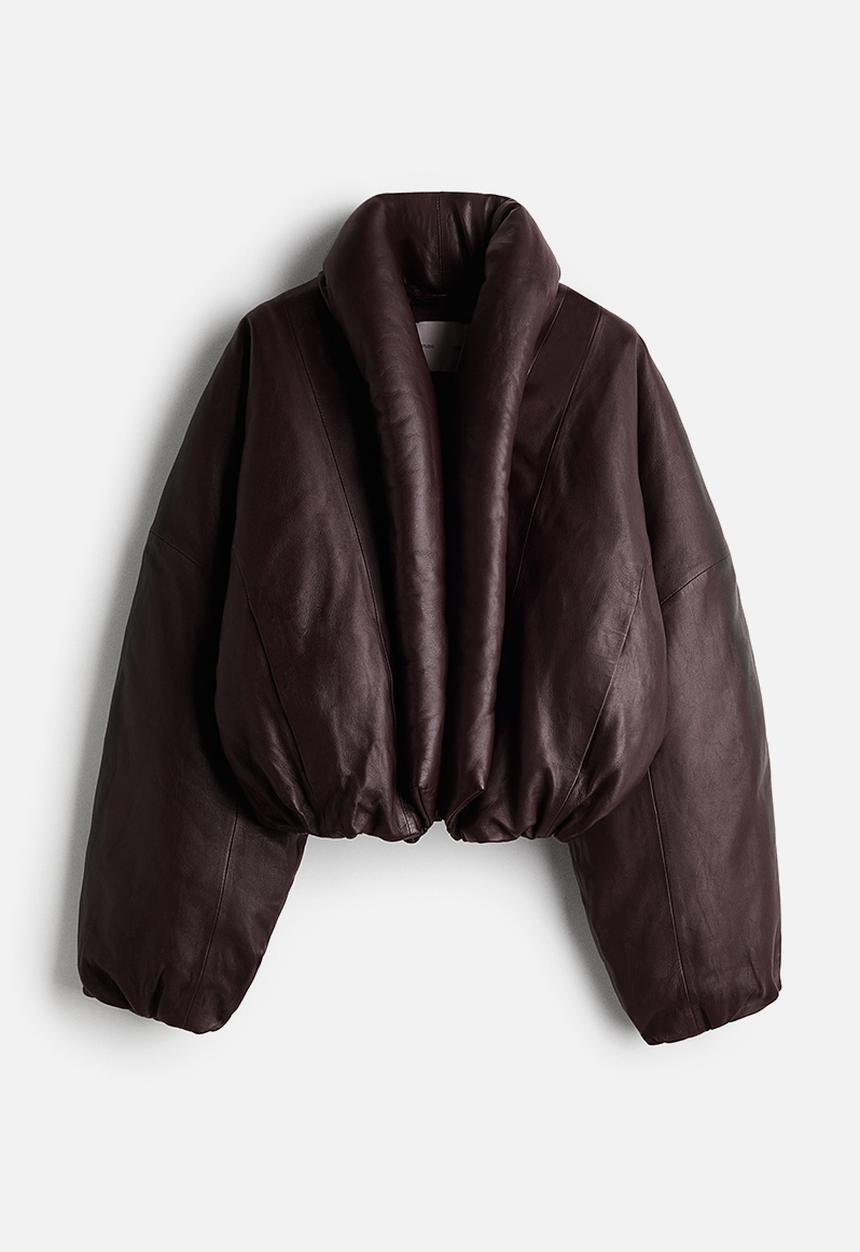 H&M - H&M Studio: Shawl-collared leather jacket - burgundy