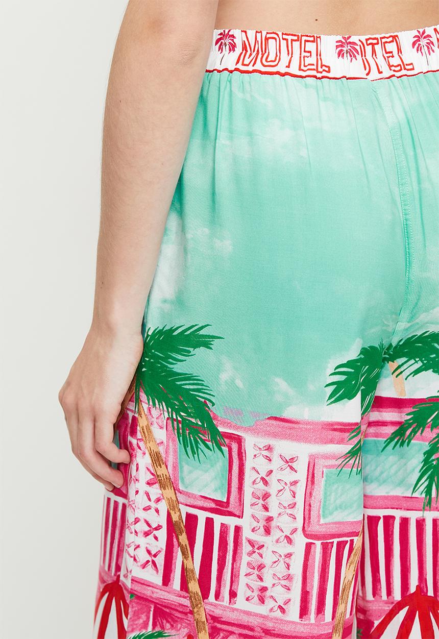 Me&B - Elasticated Wide Hem Long Pants - Motelprint