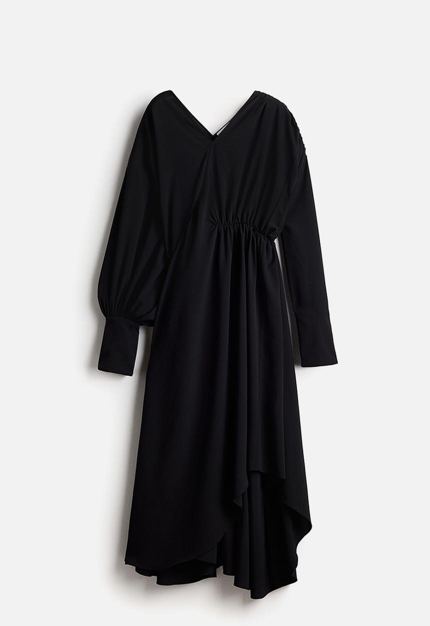 H&M - H&M Studio: Asymmetric crêpe dress - black