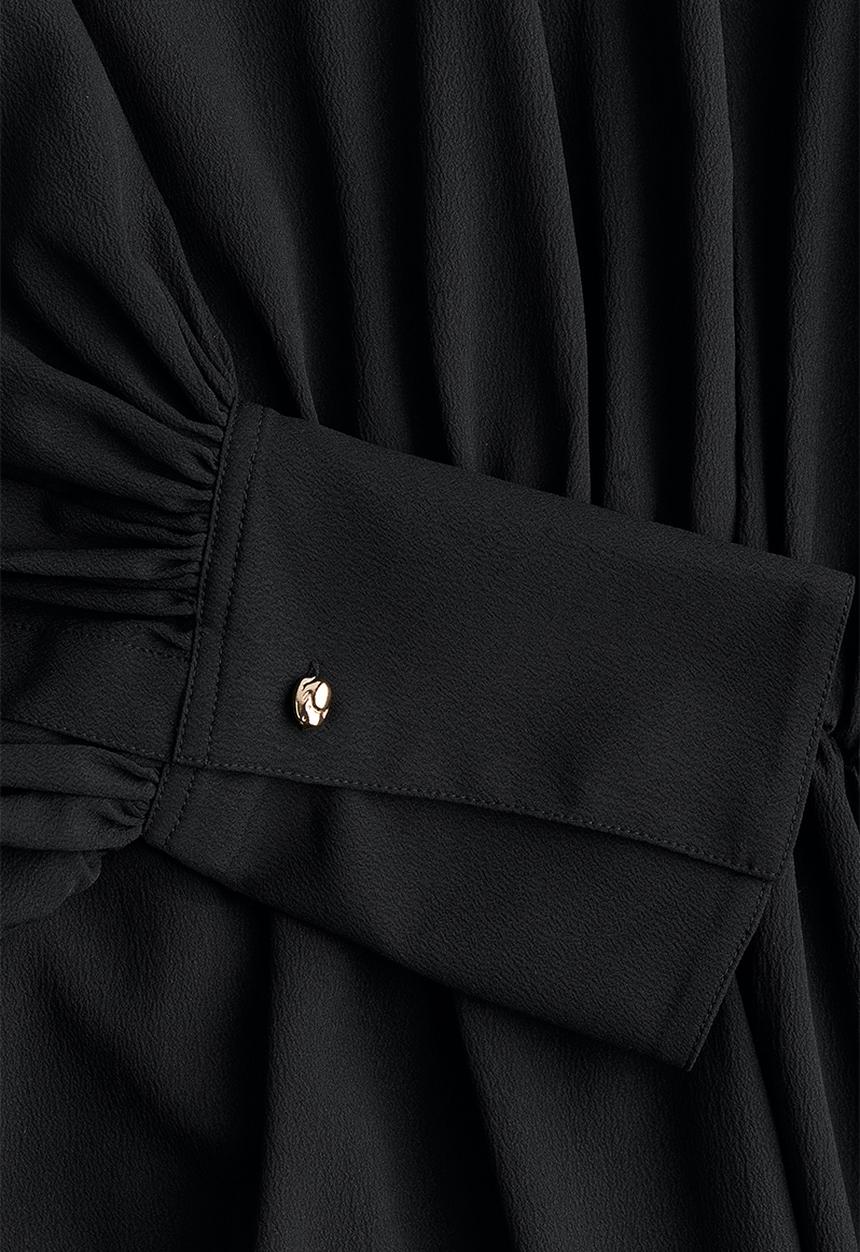 H&M - H&M Studio: Asymmetric crêpe dress - black