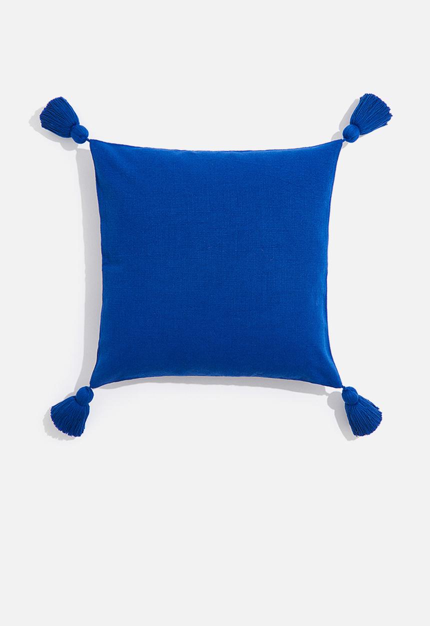 H&M - Tasselled cushion cover - cobalt blue