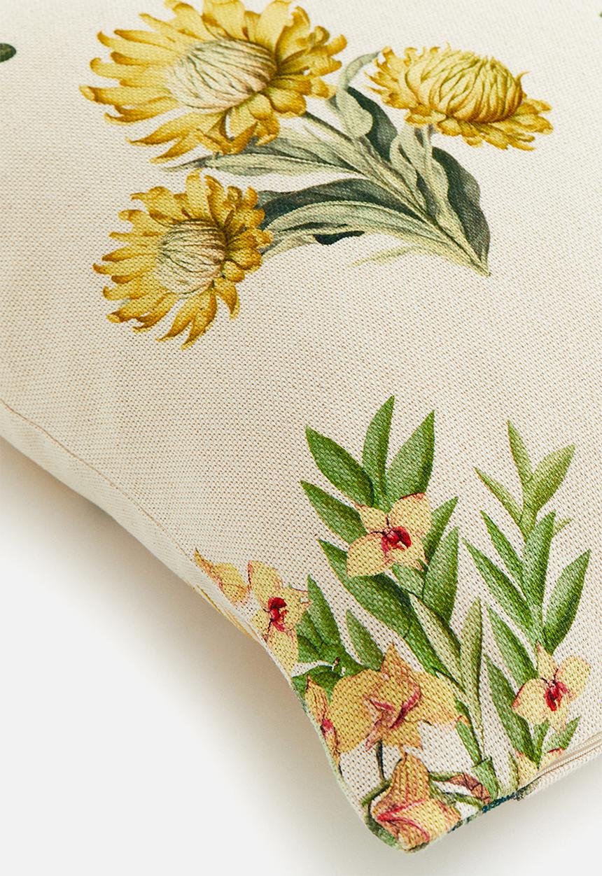 H&M - Patterned cushion cover - light beige floral