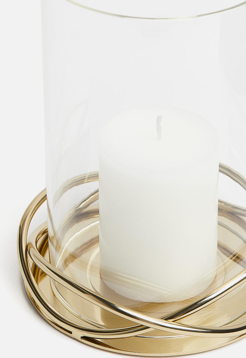 H&M - Metal and glass candle lantern - gold & transparent