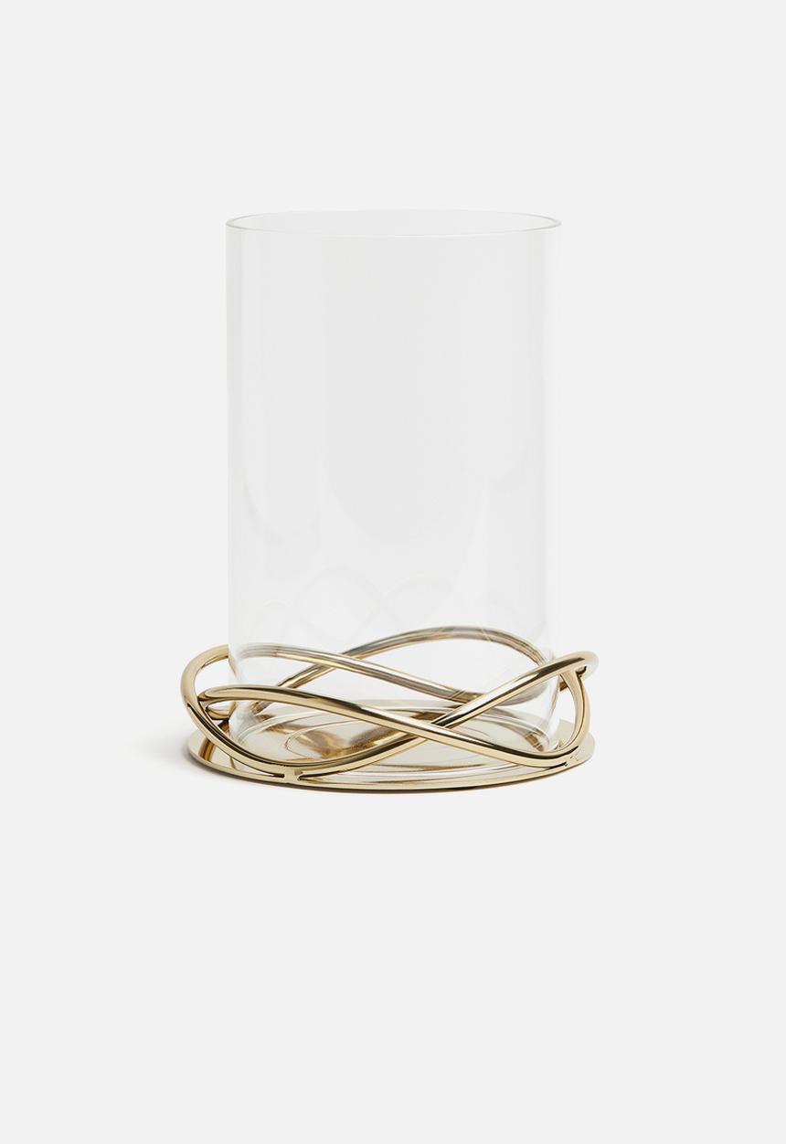 H&M - Metal and glass candle lantern - gold & transparent