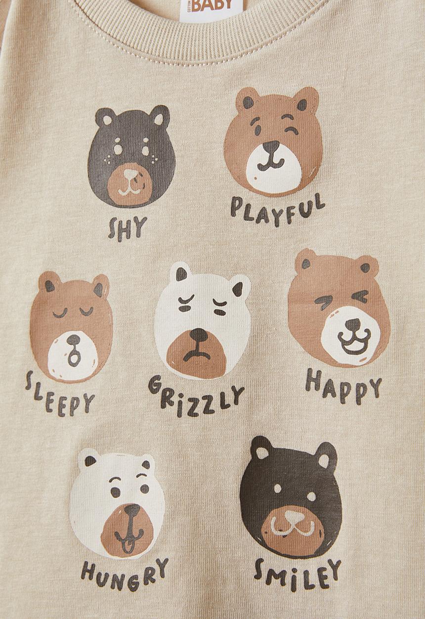 Cotton On - Jamie long sleeve tee - rainy day/bear moods