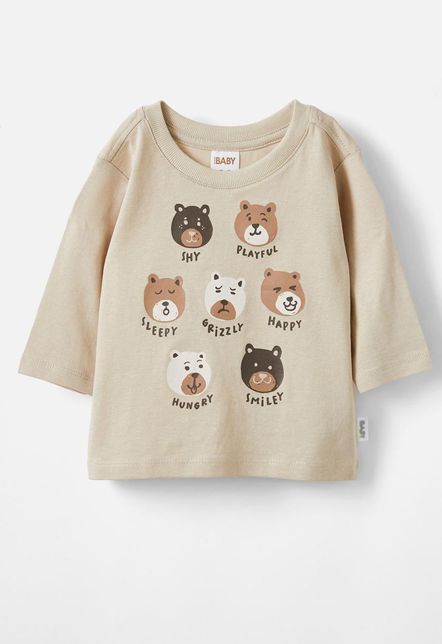Cotton On - Jamie long sleeve tee - rainy day/bear moods
