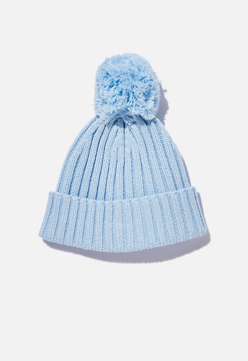 Cotton On - Organic rib knit beanie - white water blue