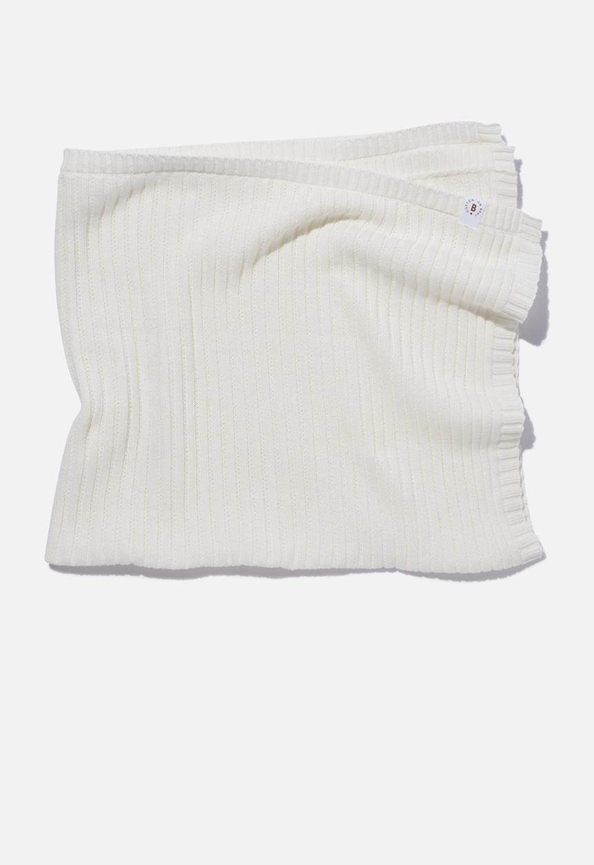 Cotton On - Organic rib knit blanket - milk