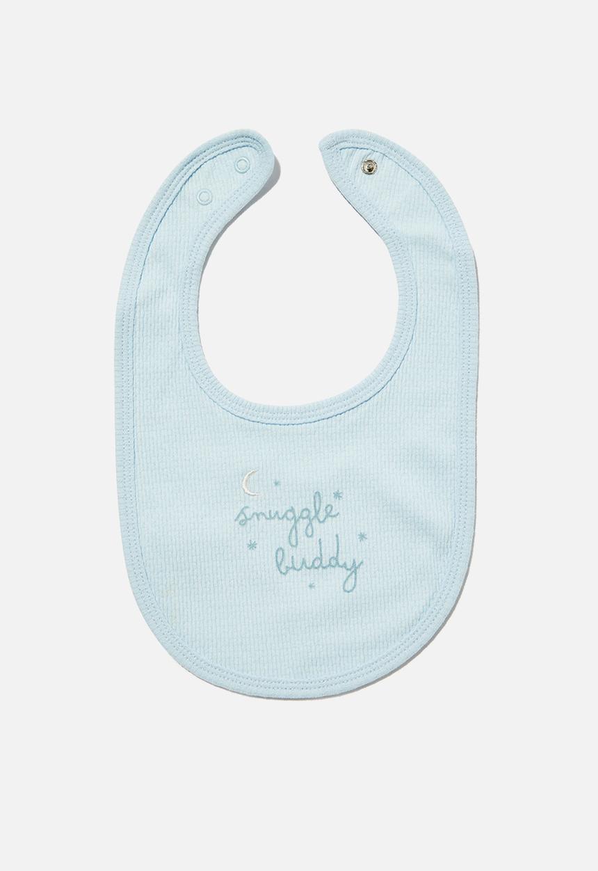 Cotton On - Organic pointelle bib - white water blue/clouds