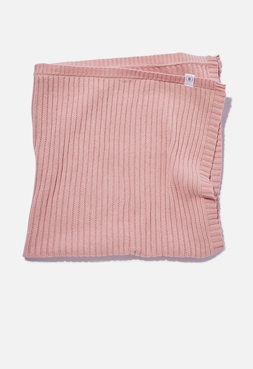 Cotton On - Organic rib knit blanket - zephyr