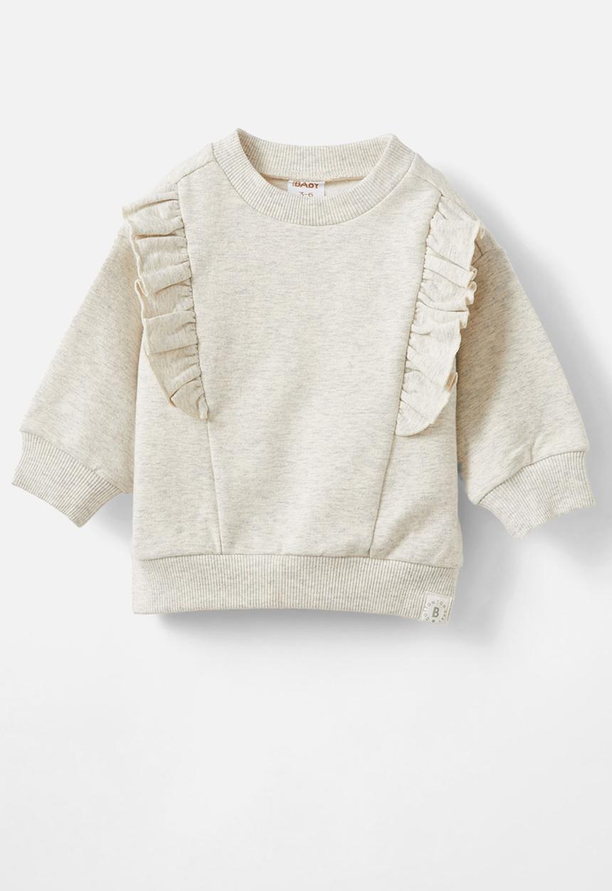 Cotton On - Annabelle drop shoulder ruffle sweater - oatmeal marle