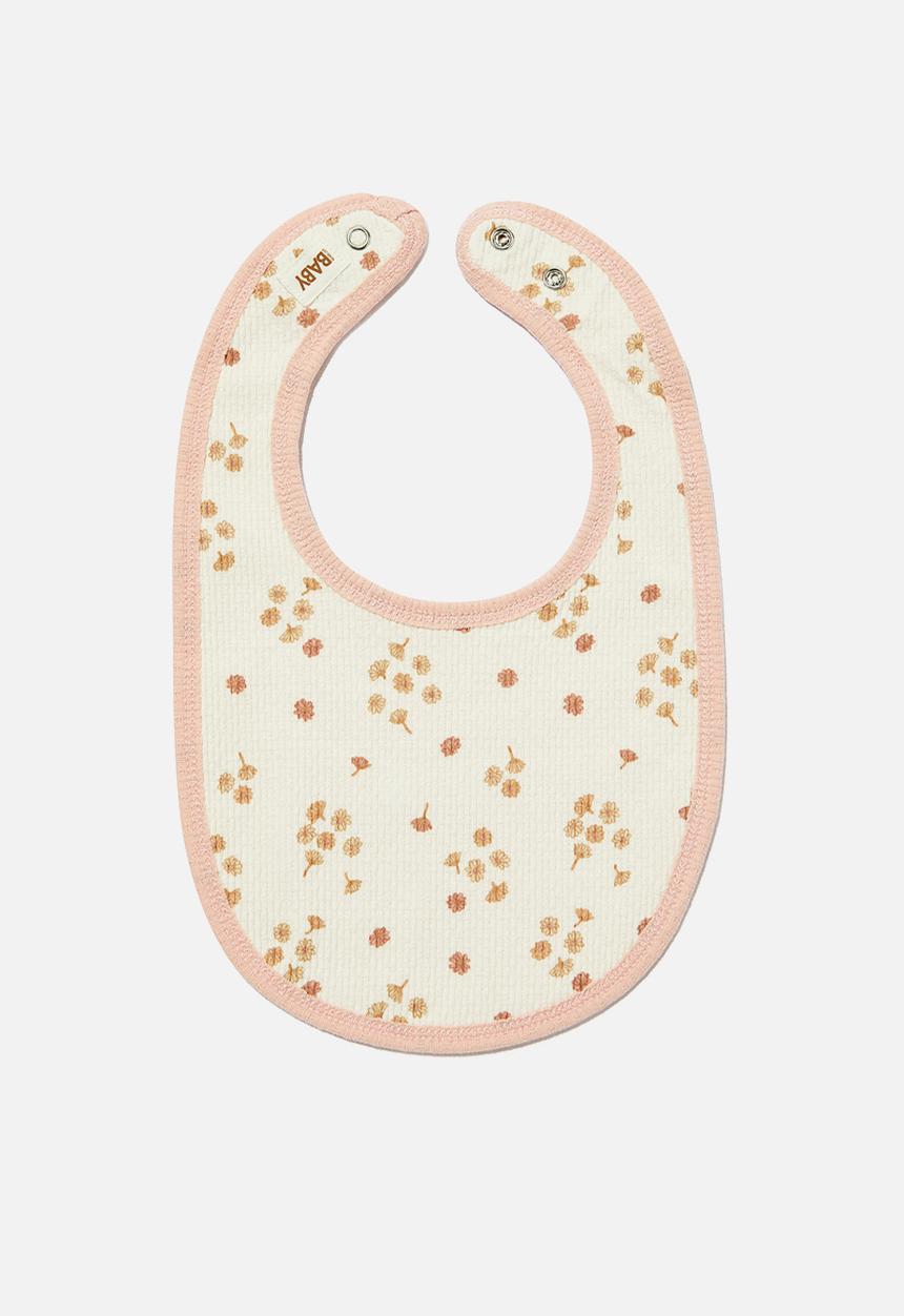 Cotton On - Organic pointelle bib - zephyr/ditsy daisy