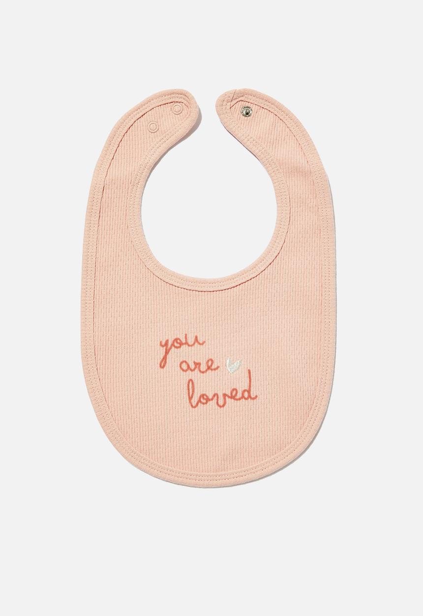 Cotton On - Organic pointelle bib - zephyr/ditsy daisy