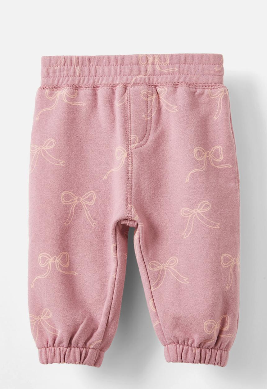 Cotton On - Felix trackpant - dusty berry/bows