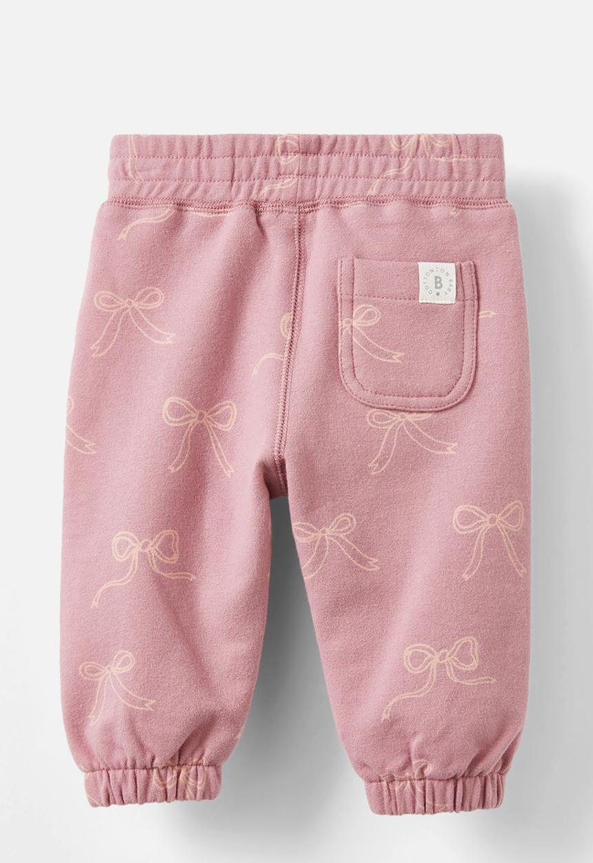 Cotton On - Felix trackpant - dusty berry/bows