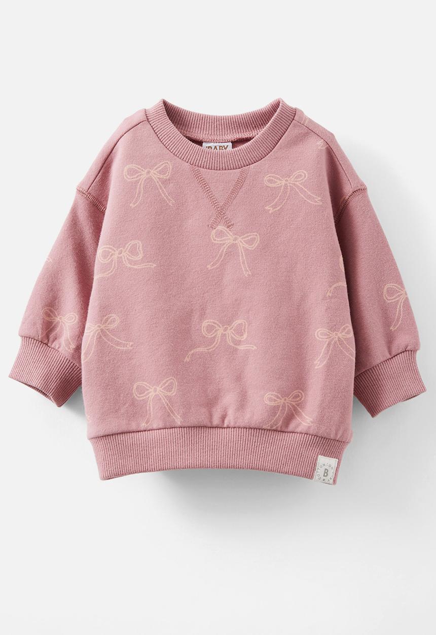Cotton On - Alma drop shoulder sweater - dusty berry/bows