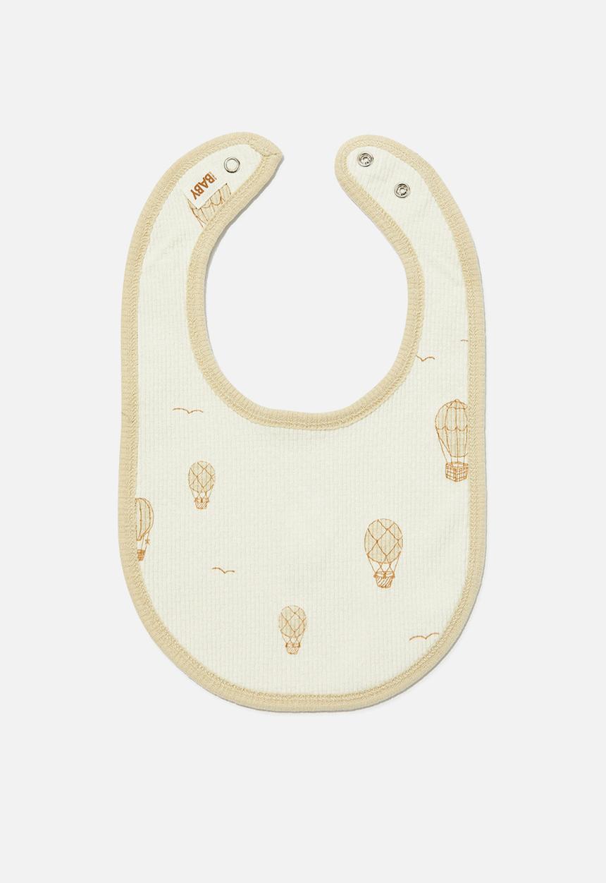 Cotton On - Organic pointelle bib - rainy day/hot air balloons