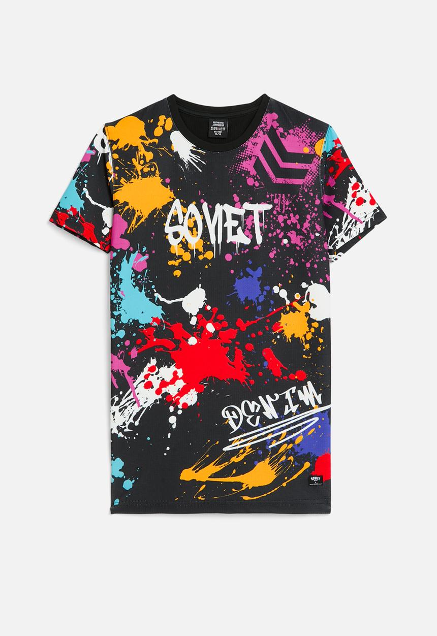 SOVIET - Boys crew neck rotary print  - black