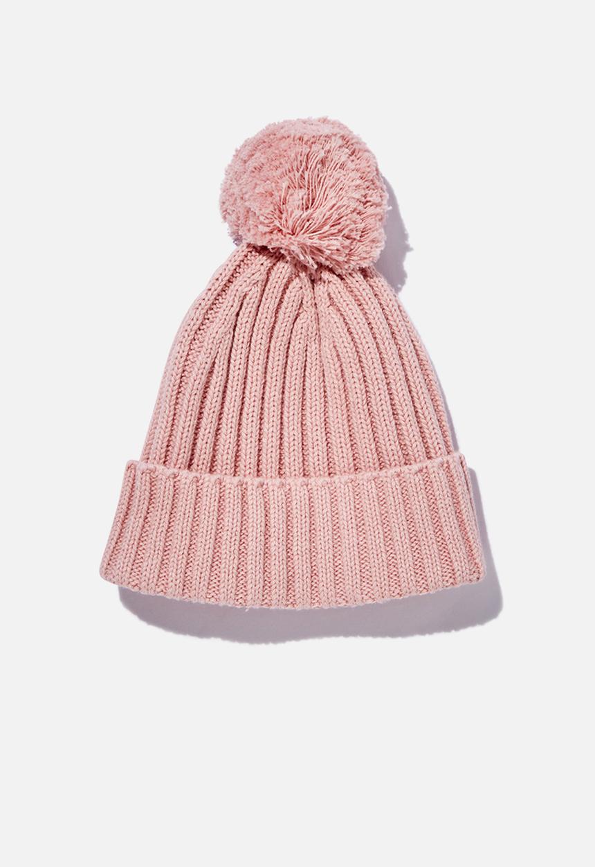 Cotton On - Organic rib knit beanie - zephyr