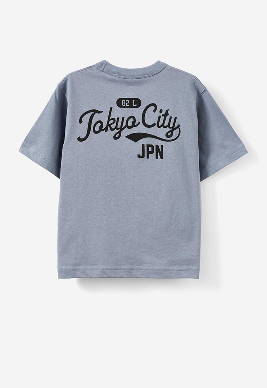 Cotton On - Jonny short sleeve print tee - steel/tokyo city jpn
