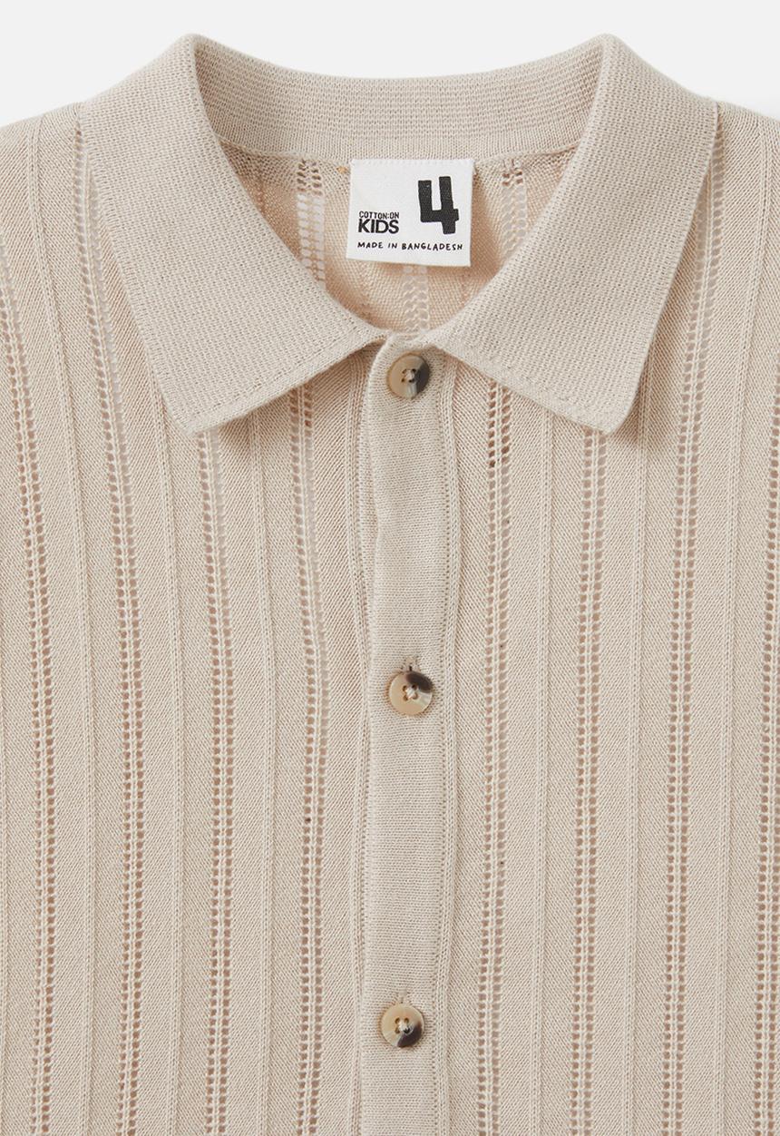 Cotton On - Knitted short sleeve shirt - rainy day/pointelle