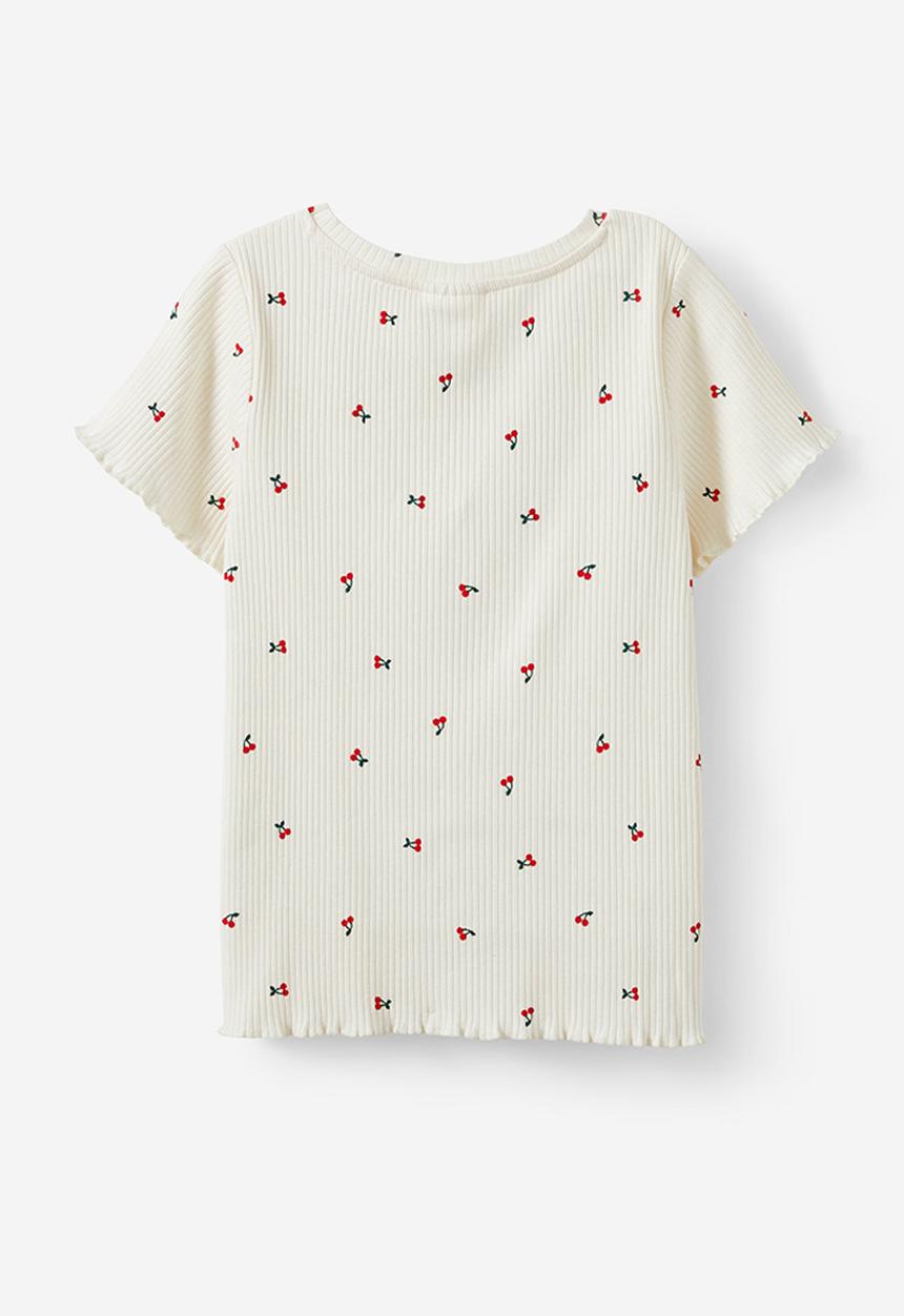 Cotton On - Raya rib baby tee - dark vanilla/cherries