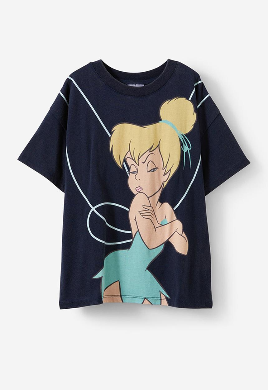 Cotton On - License drop shoulder short sleeve tee - lcn dis tinkerbell/squid ink