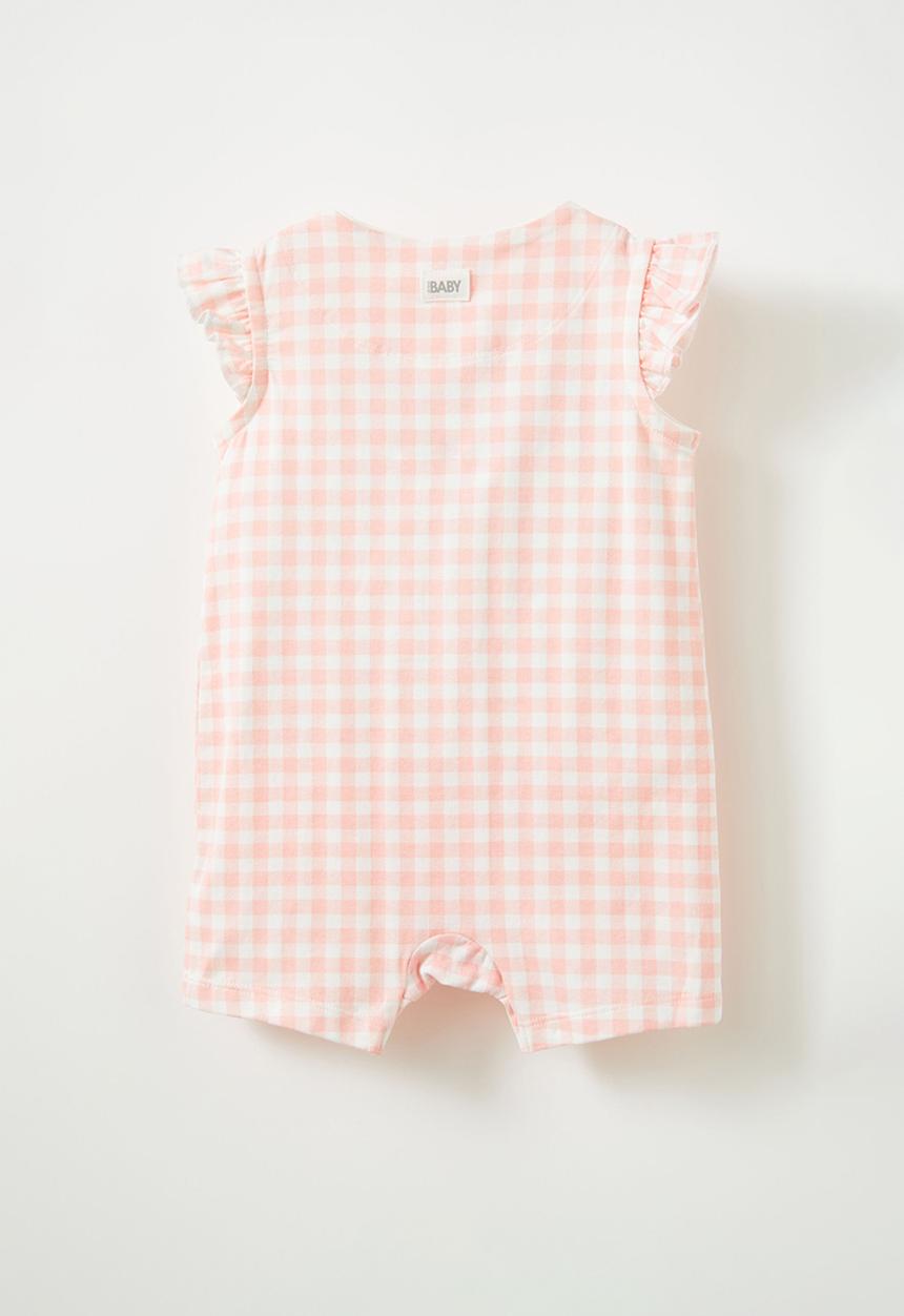 Cotton On - The short sleeve zip romper - pinky/gingham