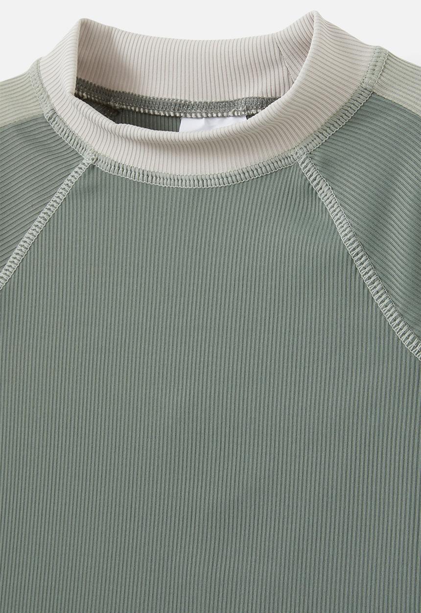 Cotton On - Flynn rash vest and billy boyleg trunk set - deep sage rib/swag green rib/panel