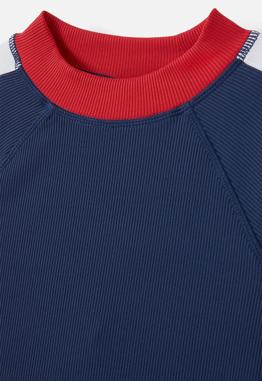 Cotton On - Flynn rash vest and billy boyleg trunk set - varsity red rib/in the navy rib/panel