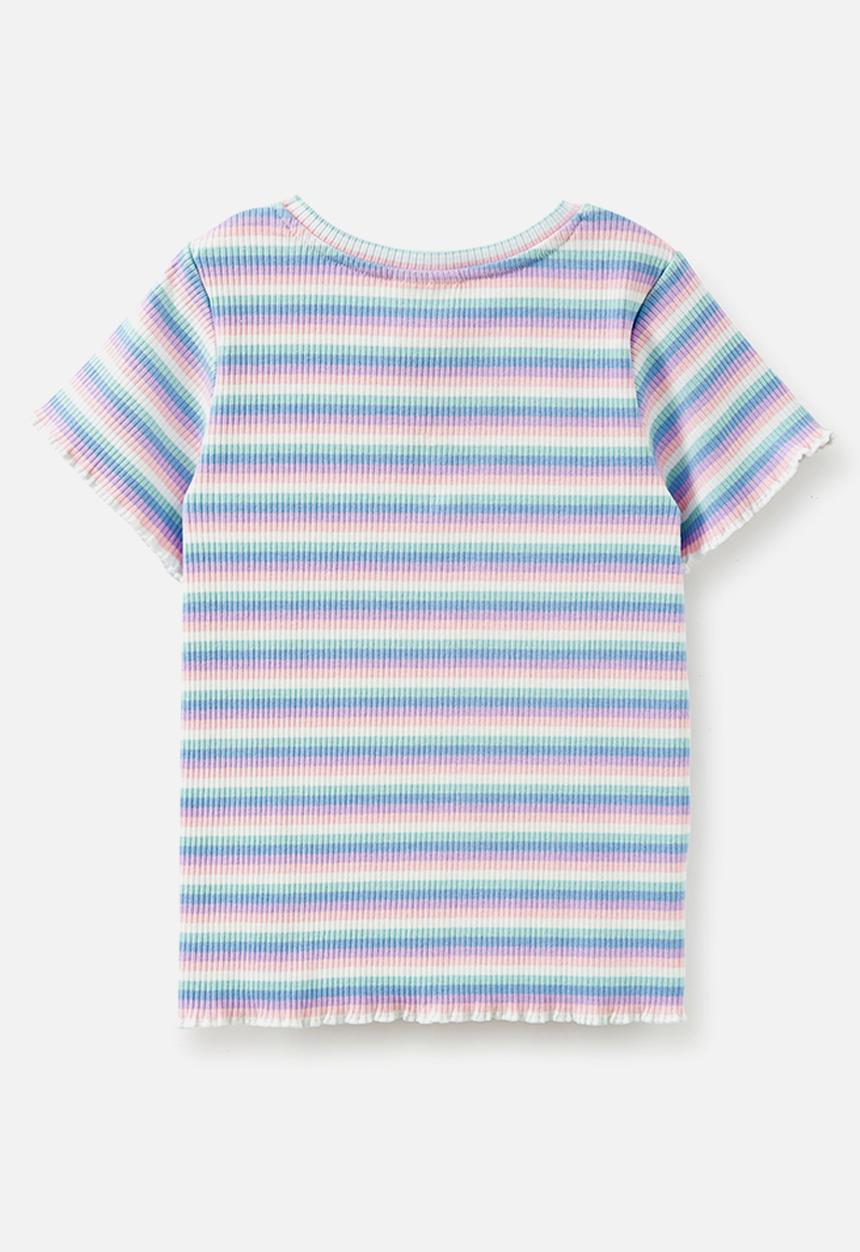 Cotton On - Raya rib baby tee - rainbow sky stripe