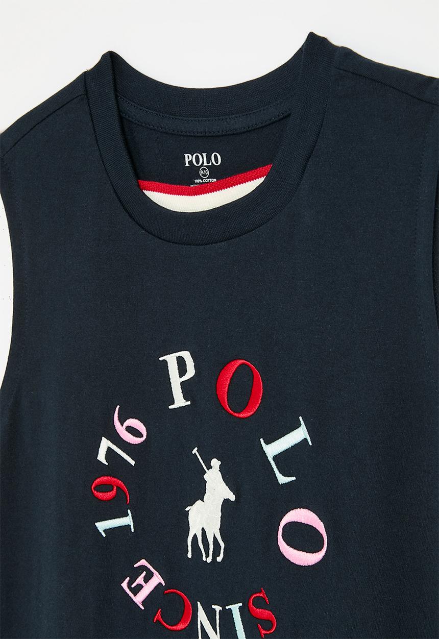 POLO - Girls isla sl dress - navy