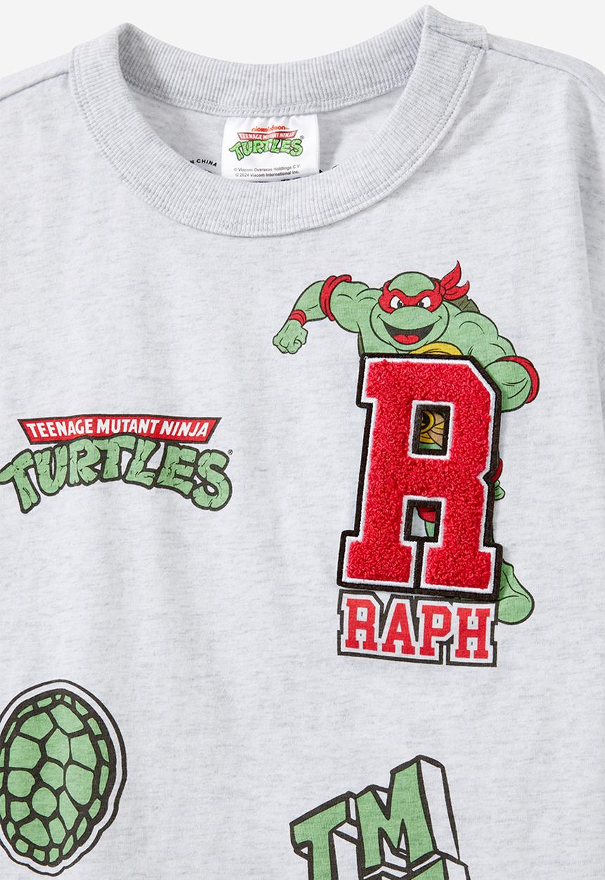 Cotton On - License drop shoulder short sleeve tee - lcn nic snow marle/tmnt raphael