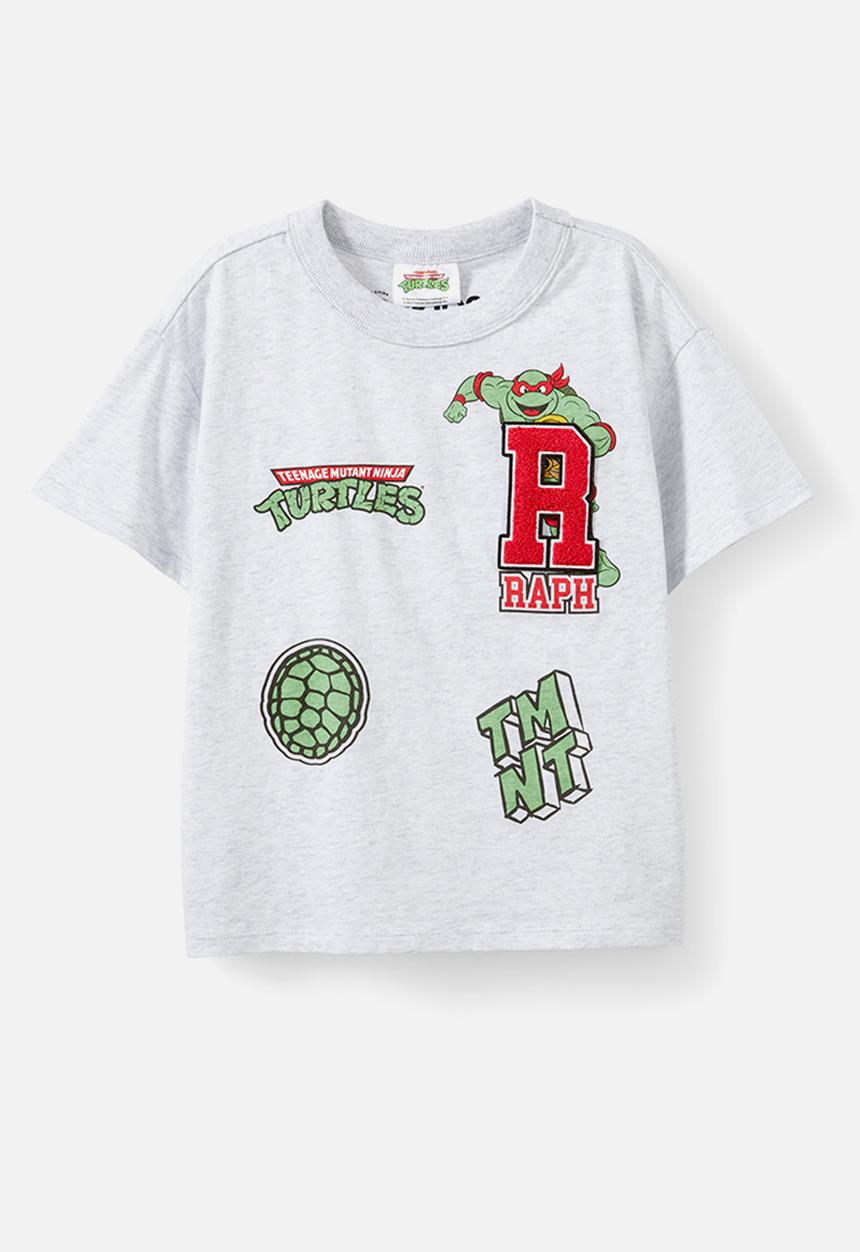 Cotton On - License drop shoulder short sleeve tee - lcn nic snow marle/tmnt raphael