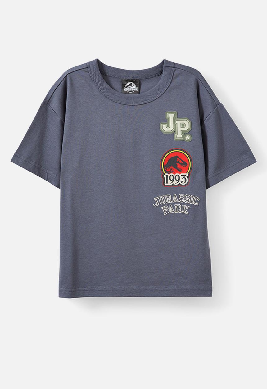 Cotton On - License drop shoulder short sleeve tee - lcn uni vintage navy/jurassic park jp