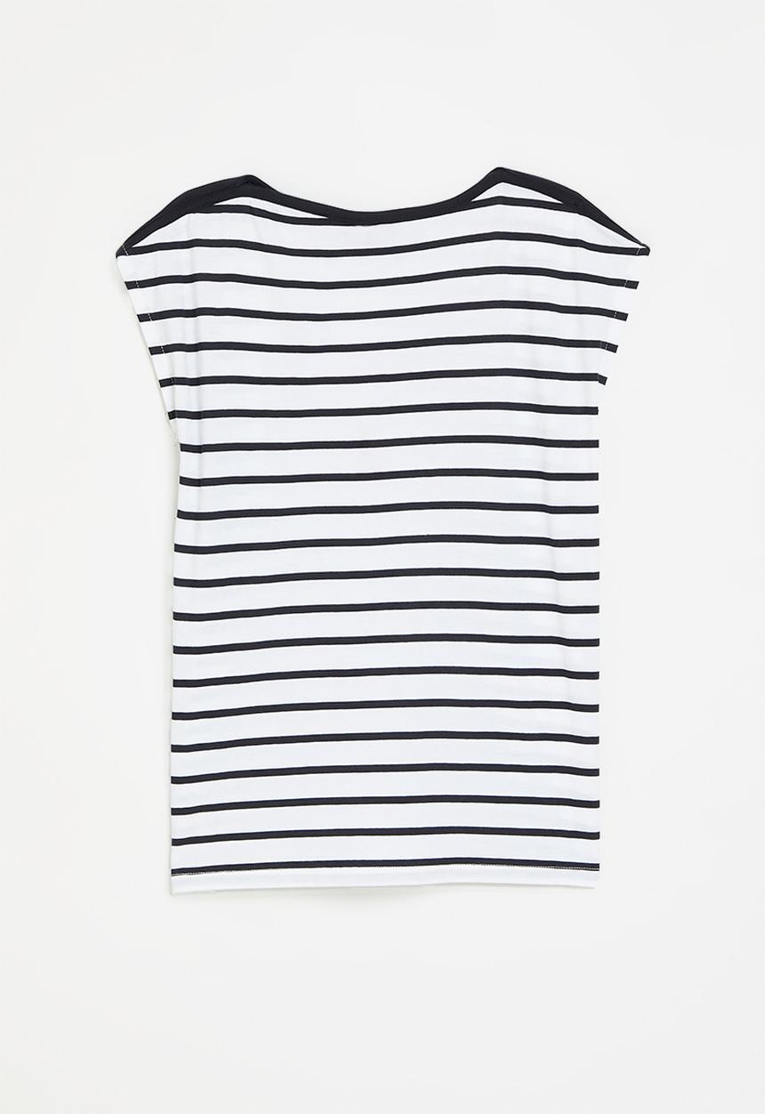 POLO - Girls jade striped tee - white