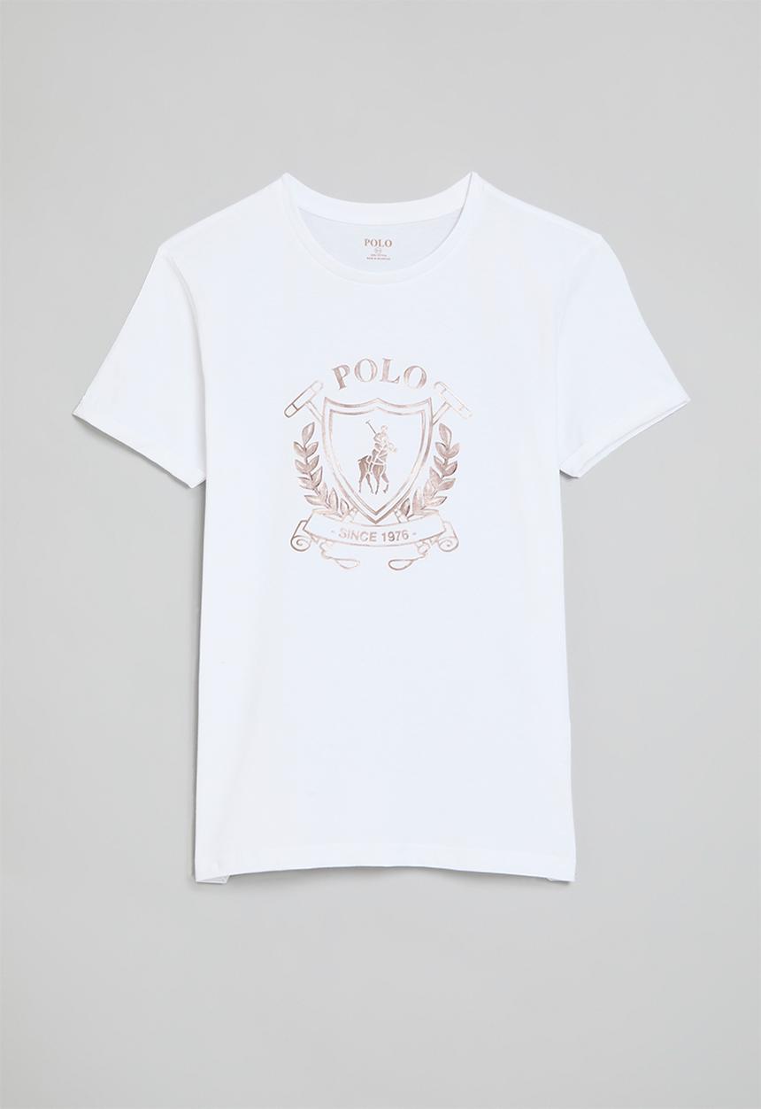 POLO - Girls daniella ss printed tee - white