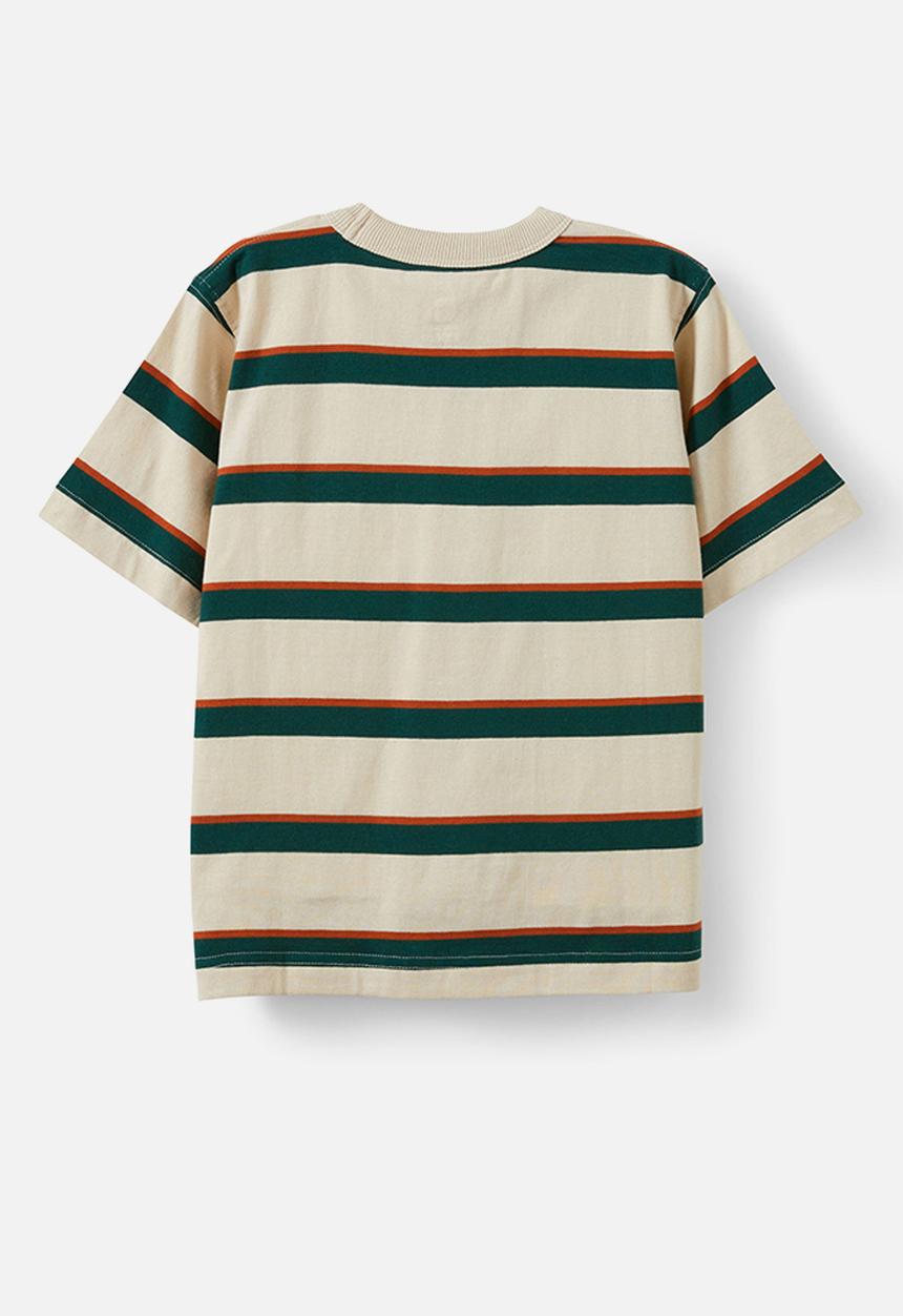 Cotton On - The essential short sleeve tee - rainy day/rusty orange/pine tree green stripe